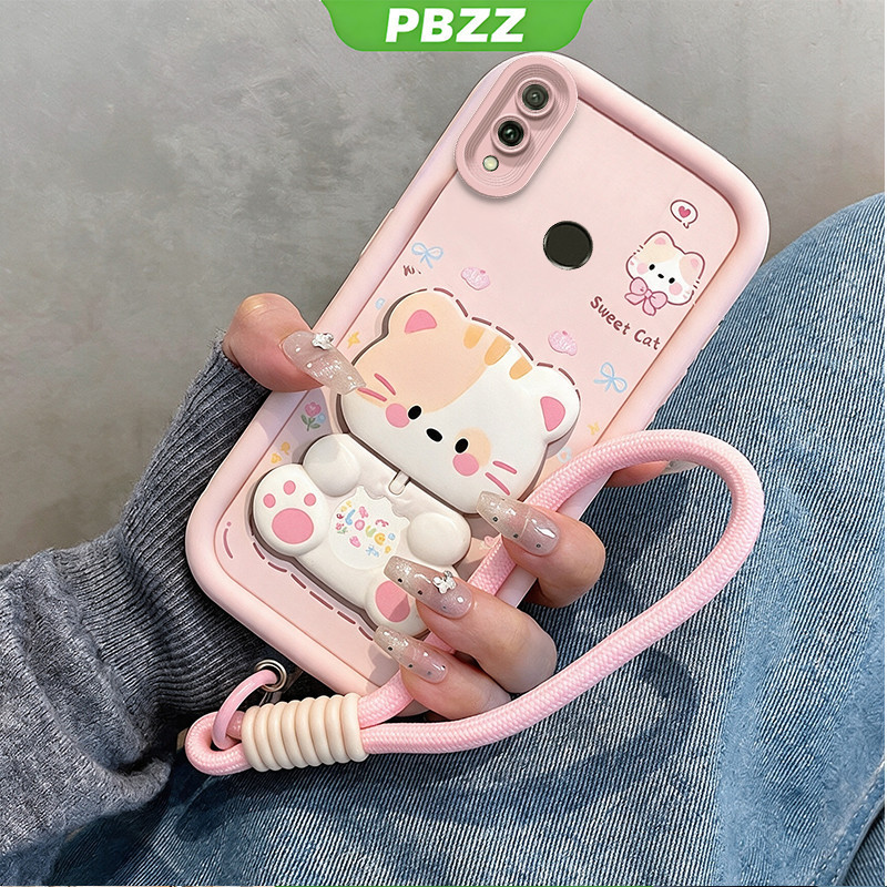 PBZZ สําหรับ huawei y6 pro 2019 y6s PRIME 2019 เคสโทรศัพท์ Softcase ซิลิโคนกันกระแทกออกแบบใหม่ความงามสําหรับสาวแมวน่ารักผู้ถือ lanyard JTDTMZJ3