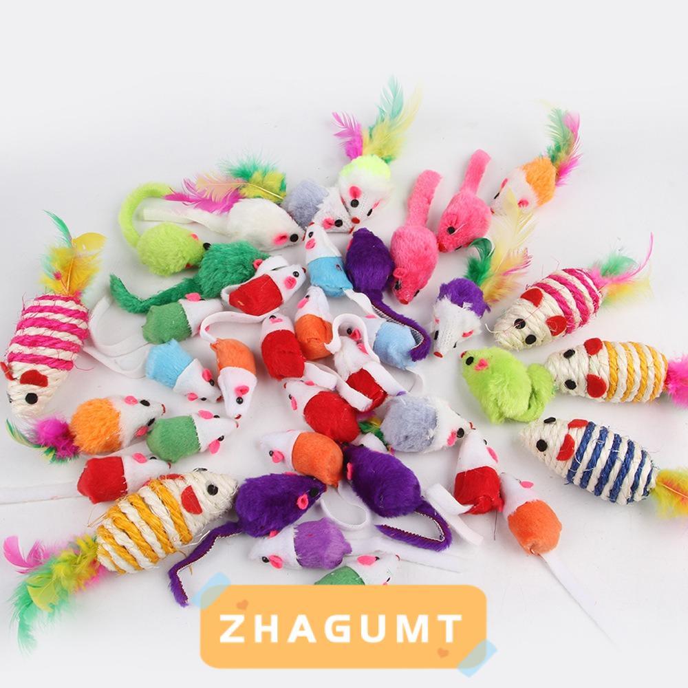 ZHAGUMT366KB 4/16/32/48PCS แมวเล่นตลกของเล่น,สีจําลองเมาส์ปลอมสัตว์เลี้ยงแมวของเล่น,ตุ๊กตากัดต้านทาน