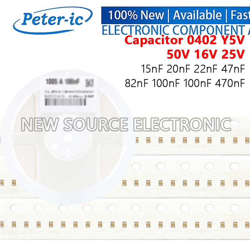 (50 ชิ้น) 0402 SMD 50V 16V 25V Y5V ตัวเก็บประจุ 15nF 20nF 22nF 47nF 82nF 100nF 100nF 470nF