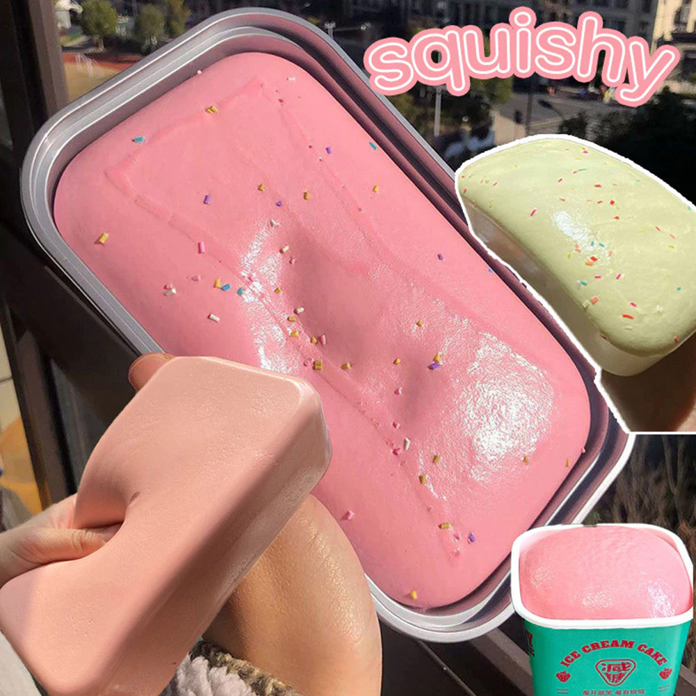 สกุชชี่ไอติมมูส ขนมปังหนึบ บีบคลายเครียด วัสดุ PU นุ่มเด้ง ของเล่นบีบมือ ของขวัญวัยรุ่น