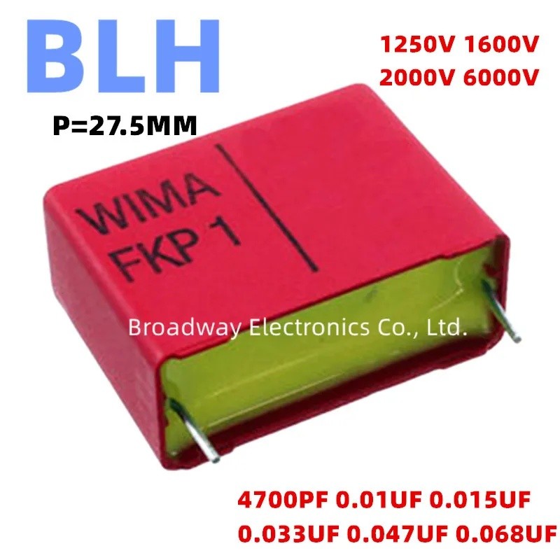 2PCS WIMA สีแดง FKP1 27.5 มม.37.5 มม.ตัวเก็บประจุฟิล์ม Hi-Fi Audio P27.5 P37.5 1250V 1600V 2000V 600