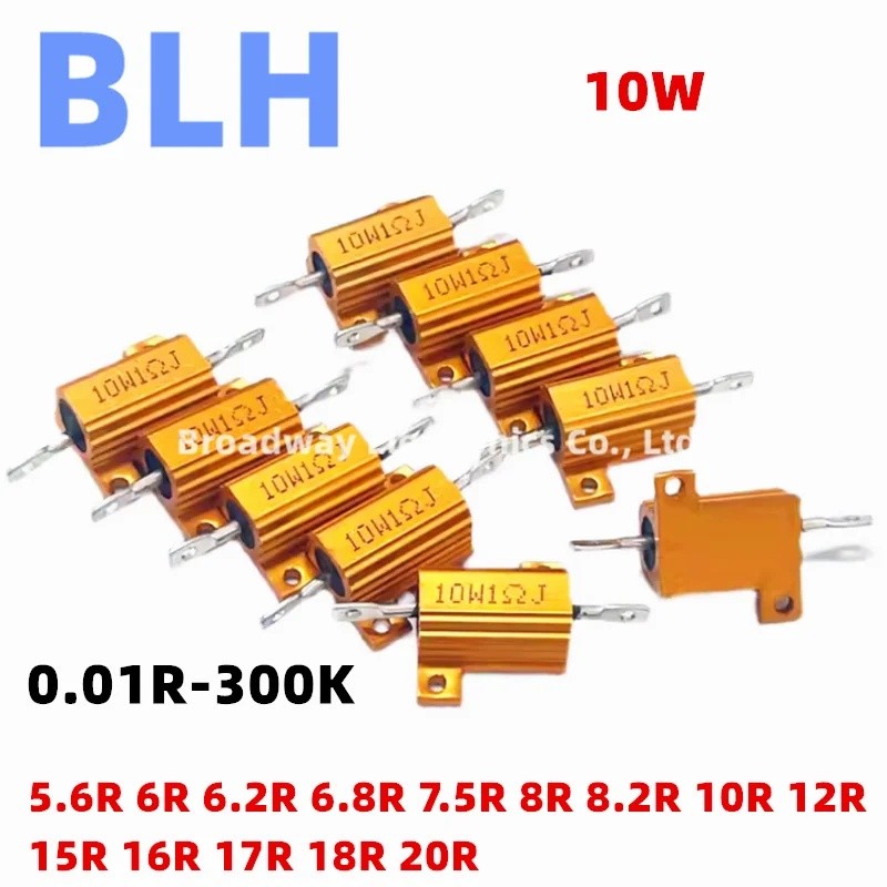 2PCS RX24 10W อลูมิเนียมโลหะกรณี Wirewound ตัวต้านทาน 5.6R 6R 6.2R 6.8R 7.5R 8R 8.2R 10R 12R 15R 16R