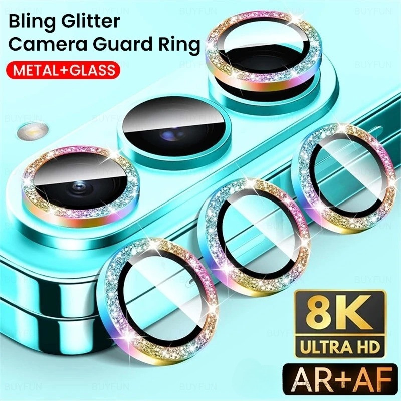 สําหรับ Samsung Galaxy Z Flip 8 Glitter โลหะกล้องเลนส์ Protector แหวนสําหรับ Samsung Galaxy Z พับ 8 Ultra โทรศัพท์กลับเลนส์แก้วกันชน Protector
