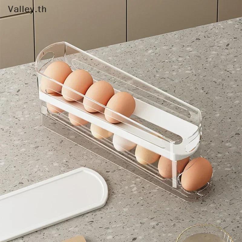 [Valley] กล่องเก็บไข่ตู้เย็น Bilayer สไตล์บันไดที่วางไข่กลิ้งอัตโนมัติ Ra ตู้ตู้เย็น Egg Organizer T