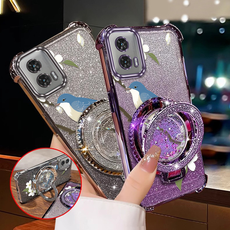สําหรับ Moto G24 4G/E14 4G/G04 4G/G06 ฝาครอบ 3 ชิ้น (ลึกลับนกเคสโทรศัพท์ + Lanyard + Stand) Casual R