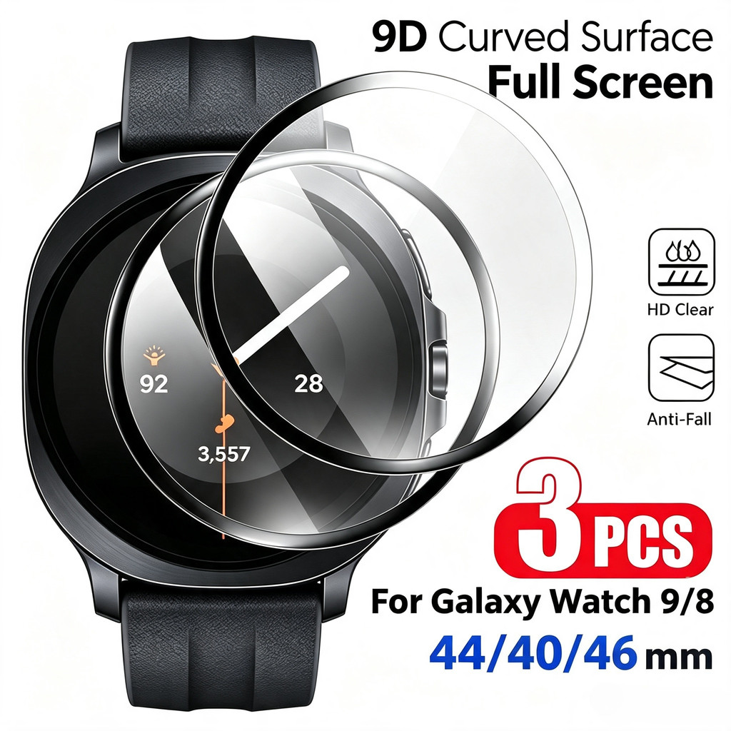 3PCS 9D ป้องกันหน้าจอสําหรับ Samsung Galaxy Watch 9 8 40 มม.44 มม.Watch8 คลาสสิก Soft TPU Anti-scarc
