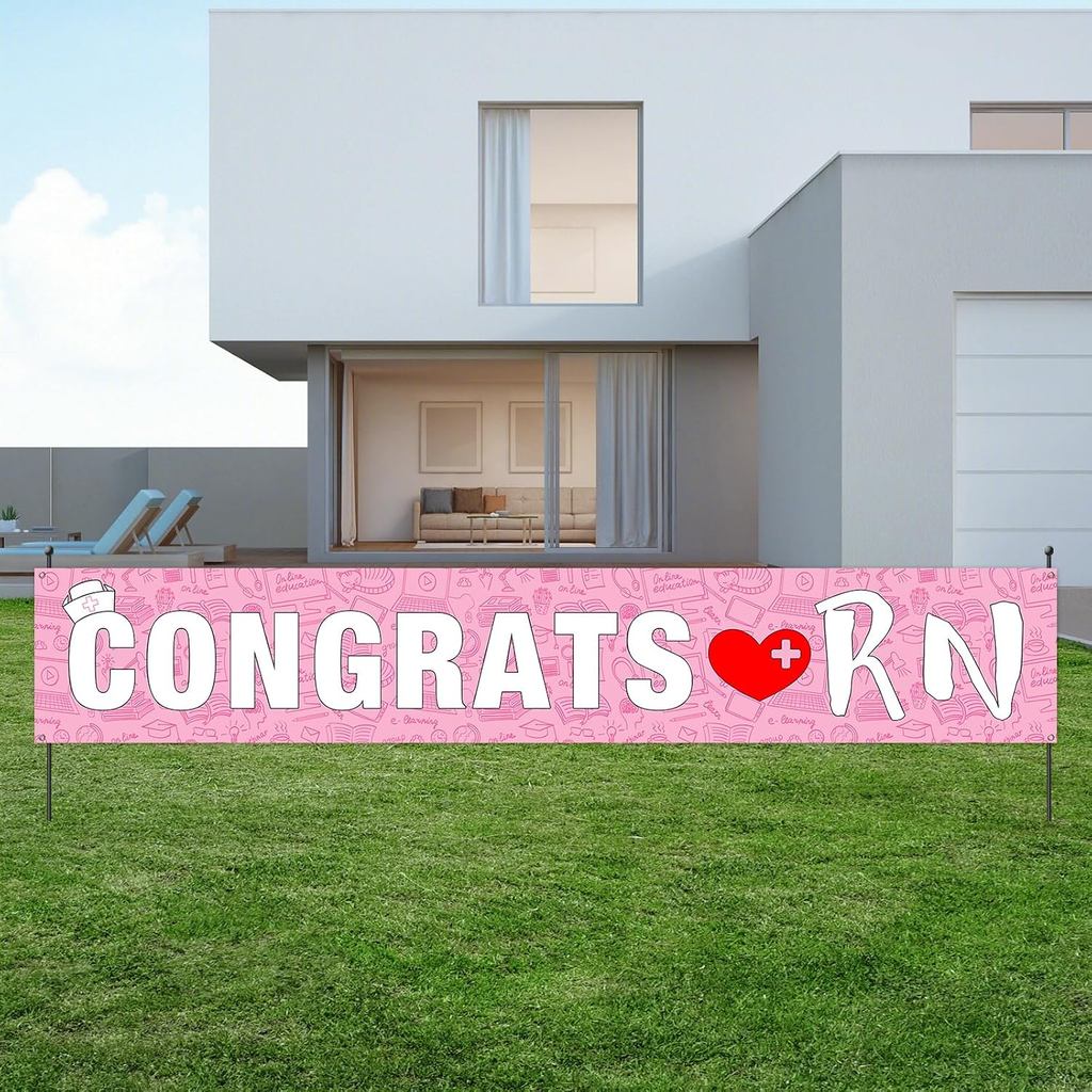 แบนเนอร์ขนาดใหญ่ Congrats RN, พยาบาล Congrats BSN NP Grad Yard ป้ายกลางแจ้ง, โรงเรียนพยาบาล Survivor