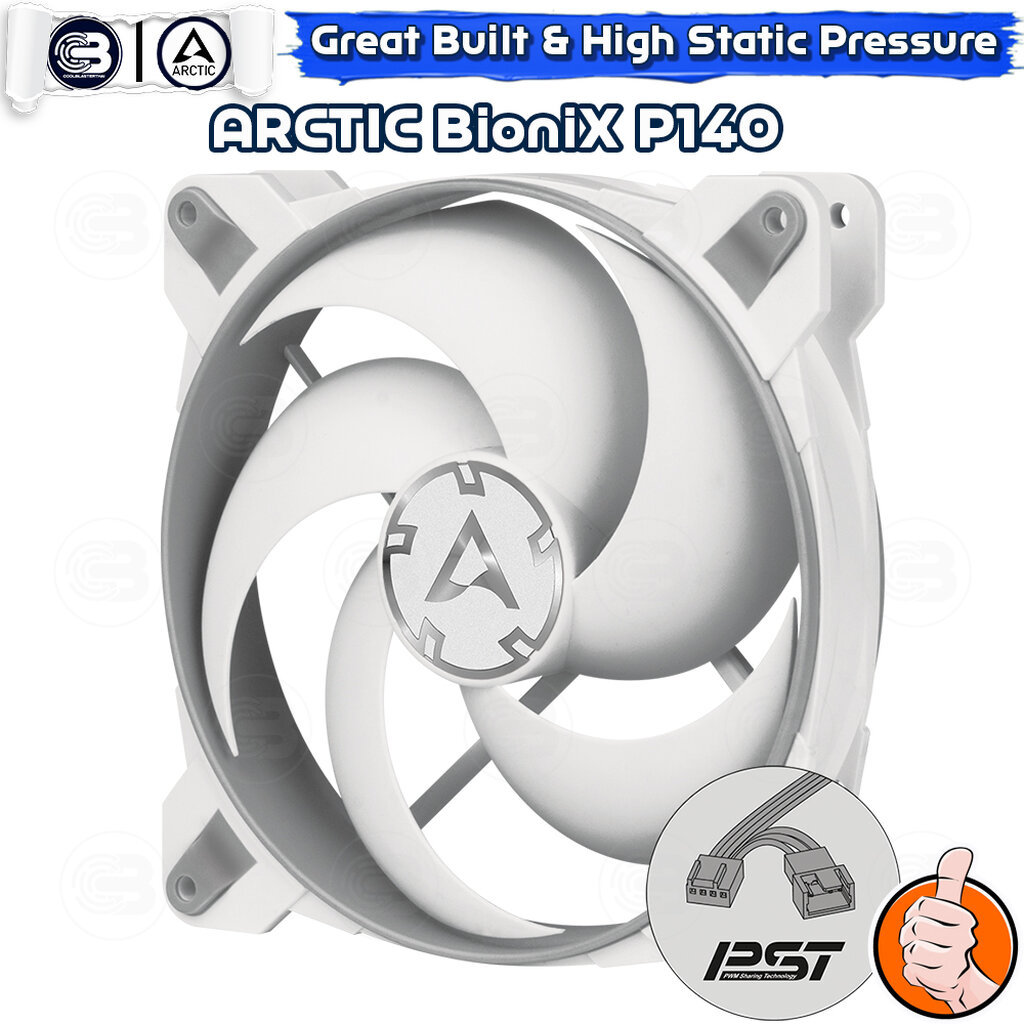 [CoolBlasterThai] ARCTIC BioniX P140 Grey-White Pressure-optimised with PWM PST(size 140 mm.) PC Fan