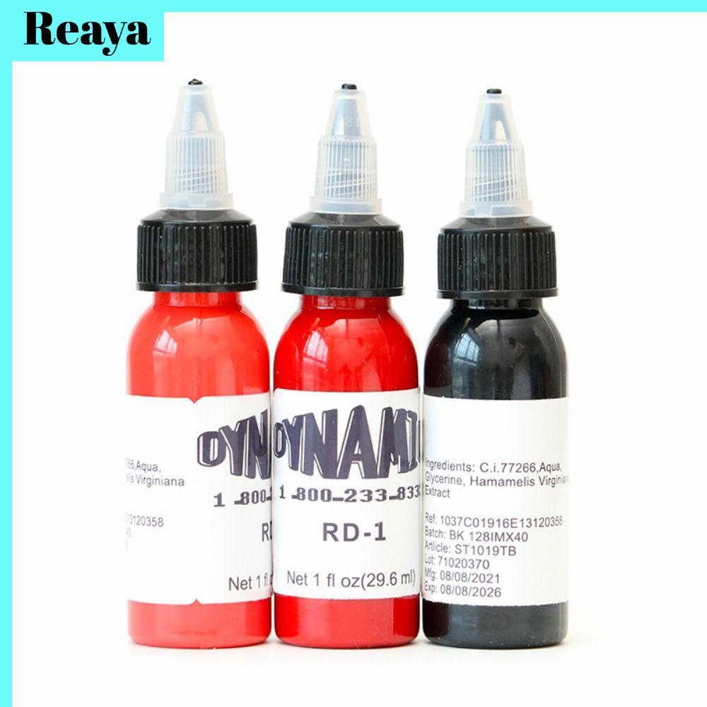 หมึกสัก REAYA, สีฝึกรอยสักสีขาวสีน้ําเงิน 30ML, สีแดงสีเขียวสีดําสีน้ําตาลสีม่วงสีชมพู Tattoo Pigment