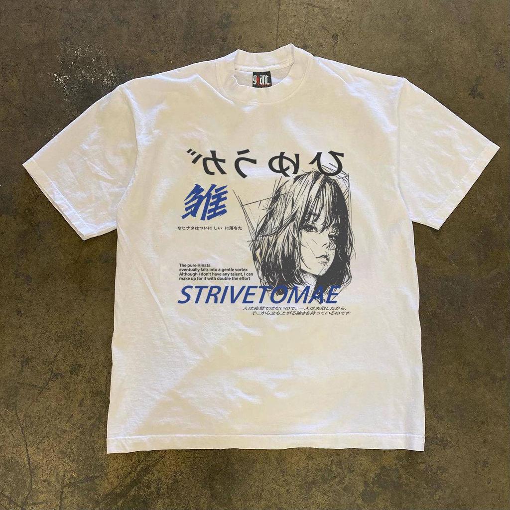 ZY เสื้อยืดวินเทจอเมริกัน ผู้ชาย ผ้าผสมฝ้าย 220กรัม ทรงหลวม สไตล์ลำลอง