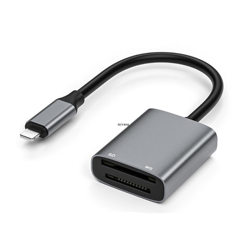 MG อลูมิเนียม SD + MS Card Reader อะแดปเตอร์การ์ดหน่วยความจํา Fast Data Transfer SD + MS Card Reader