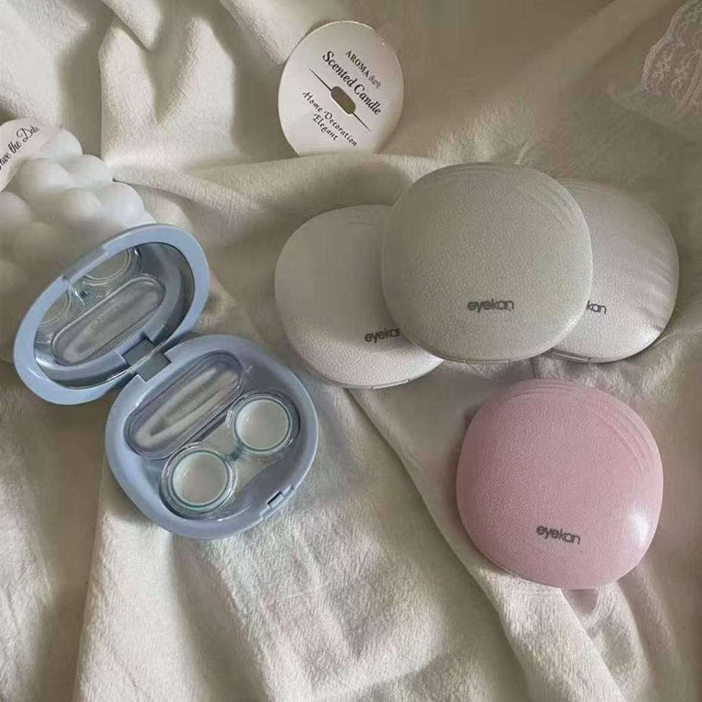 Kaida คอนแทคเลนส์ ins Companion Mirror Simple Cute Portable Cosmetic Students Box Storage Box Care M