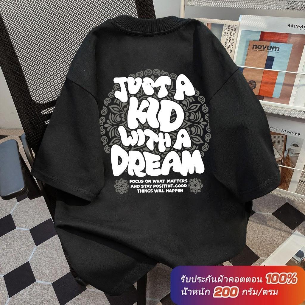 (ผ้าฝ้าย100%) Luvoro 2026 Cotton ย้อนยุค oversize T-shirt เนื้อผ้านุ่มระบายอากาศดี สีดำและสีขาว เสื้อยืดแขนสั้น C2195