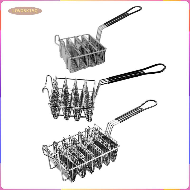 [lovoski5q] Taco Shell Fryer ที่วางสแตนเลสขาตั้งตะกร้ากรองแยกส่วนป้องกันการยึดเกาะเหมาะสําหรับทําอาหารห้องครัวจัดเลี้ยง