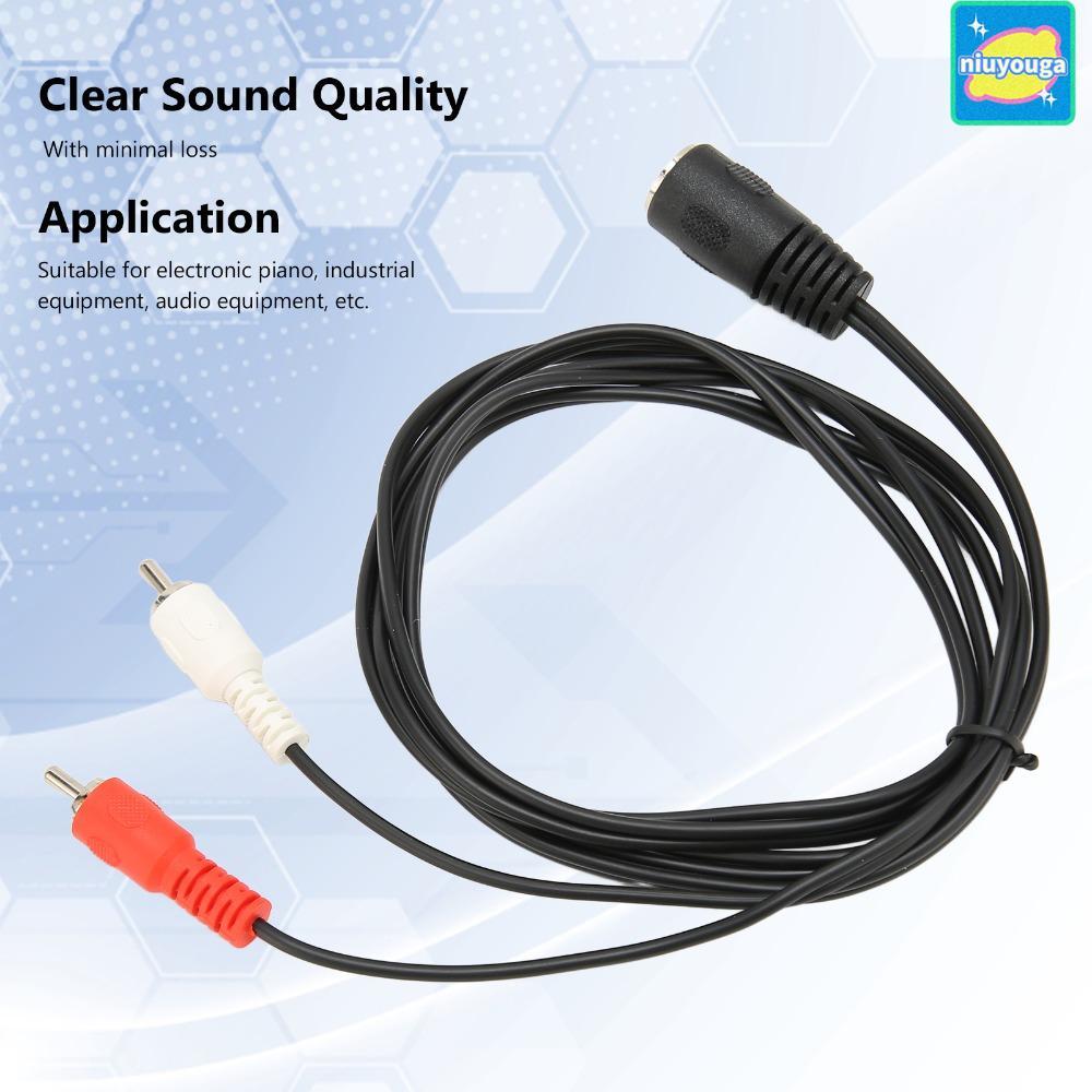 NIUYO DIN 7 Pin Female to Dual RCA Male Cable, ยืดหยุ่น 1.5m/4.9ft Sound Adapter Cable, Professional