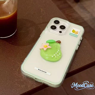 สำหรับ iPhone 16 Plus 15 Pro 14 17 Pro Max 13 17 Air 11 12 เคสโทรศัพท์สไตล์เรียบง่าย ขอบสีตัดโปร่งใส ตกแต่งผลไม้สามมิติ