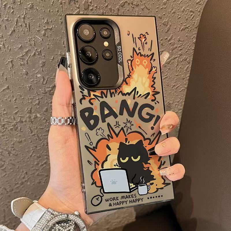 เหมาะสําหรับ Samsung s24ultra เคสโทรศัพท์ Ss24 + Working Black Cat Gradient Creative รวมทุกอย่าง YNJ