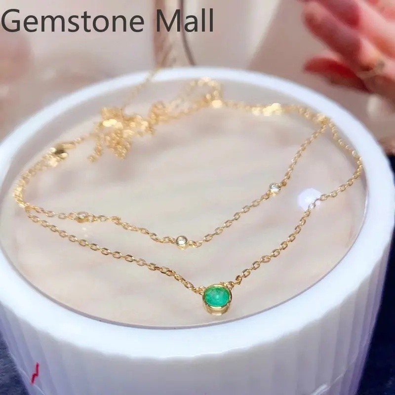 7TIN Simple Emerald 925 สร้อยคอเงินสําหรับสวมใส่ทุกวัน 4 มม.ธรรมชาติ Colombia Emerald สร้อยคอ 3 ชั้น