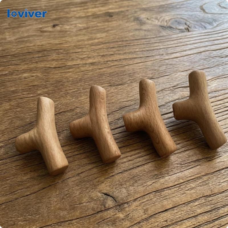 [Loviver] 4 ชิ้นสาขาดึงบ้านไร่ไม้ดึง Twig ตู้ลูกบิดติดตั้งง่าย T Bar Knob Vintage สําหรับลิ้นชัก