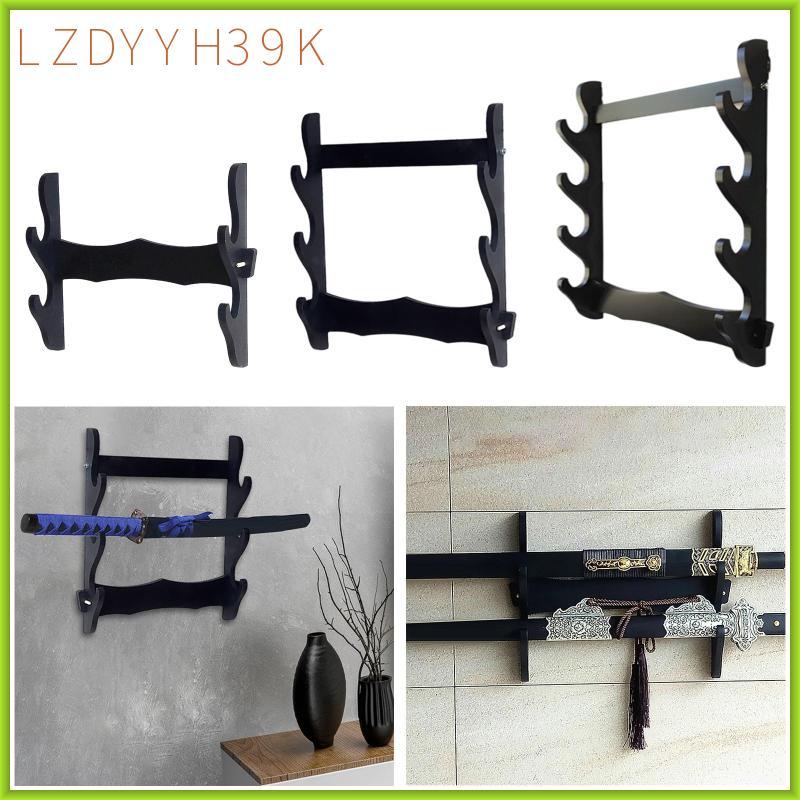 [lzdyyh39k] ดาบขาตั้งจอแสดงผล MDF สีดําติดผนัง Samurai Wakizashi Rack สําหรับห้องนอนแสดงคอลเลกชัน