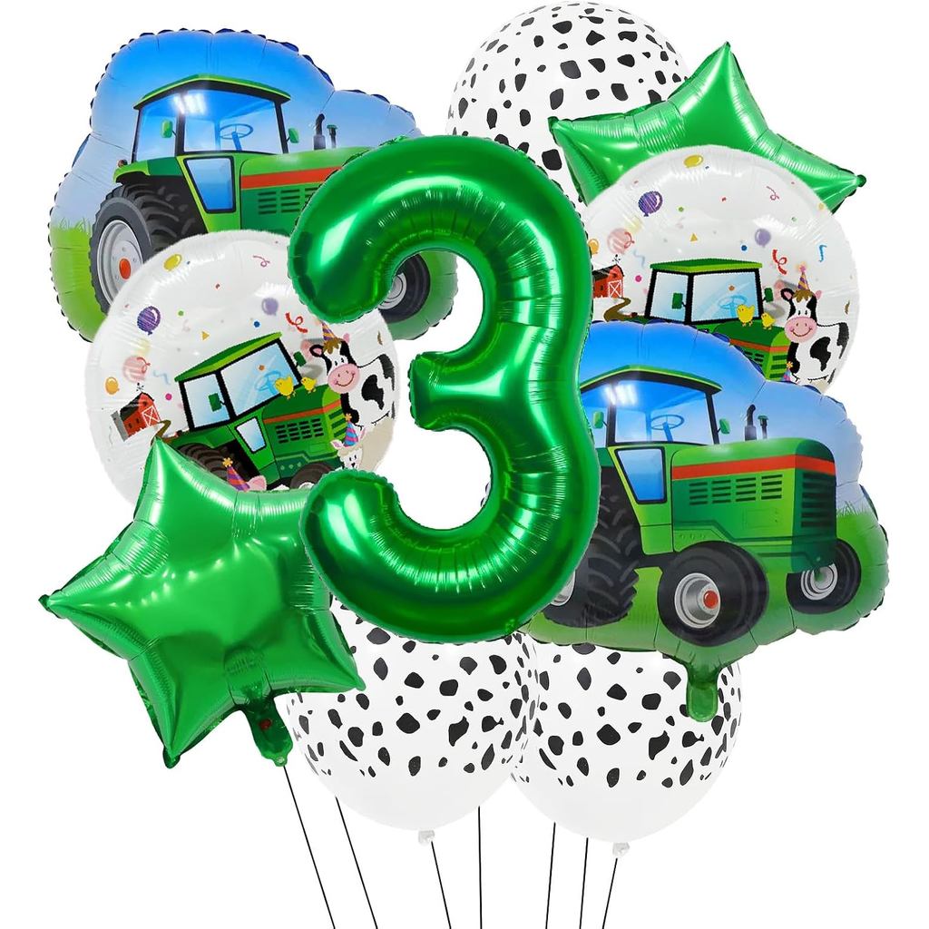 รถแทรกเตอร์ 3rd วันเกิดบอลลูนตกแต่งฟาร์มรถแทรกเตอร์ลูกโป่งฟอยล์สําหรับชายหญิง Baby Shower รถ Party (