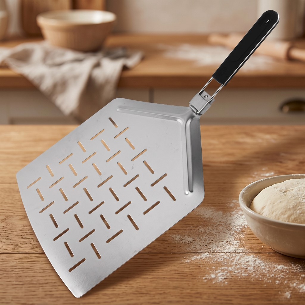 Perforated Pizza Peel พับพับ Pizza Peel ทนทานขนาดกะทัดรัดสําหรับ Home Bakers