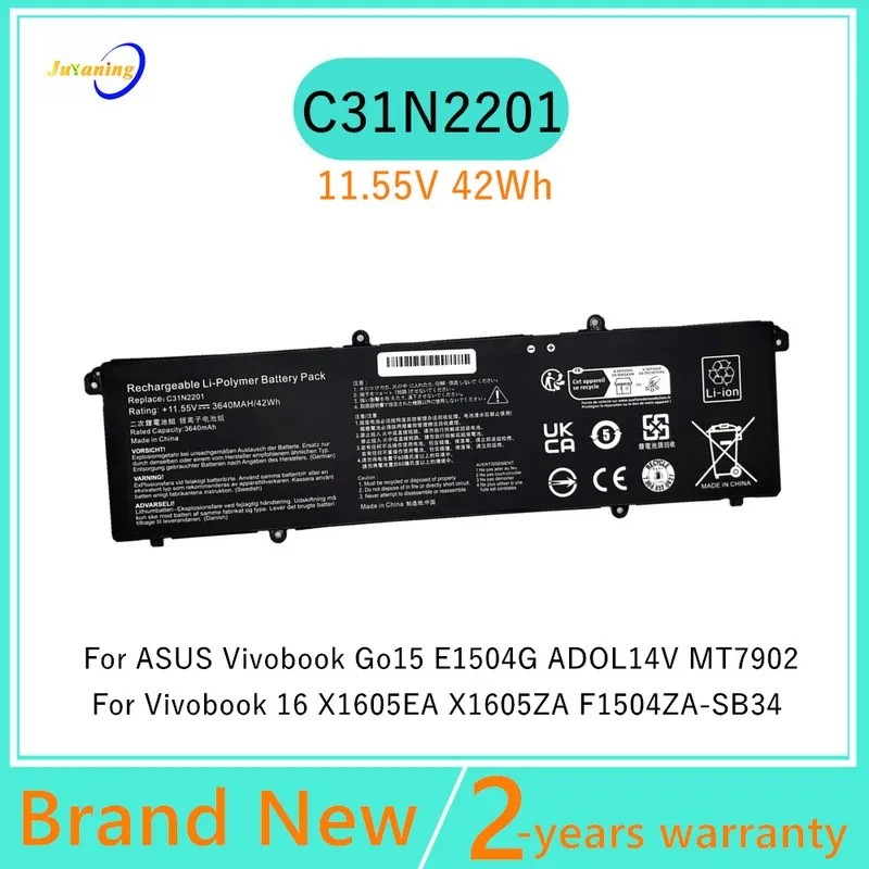 แบตเตอรี่แล็ปท็อปสําหรับ ASUS Vivobook 15 X1504V X1504VA F1504 F1504ZA 16 S1605PA Go 15 E1504F E1504