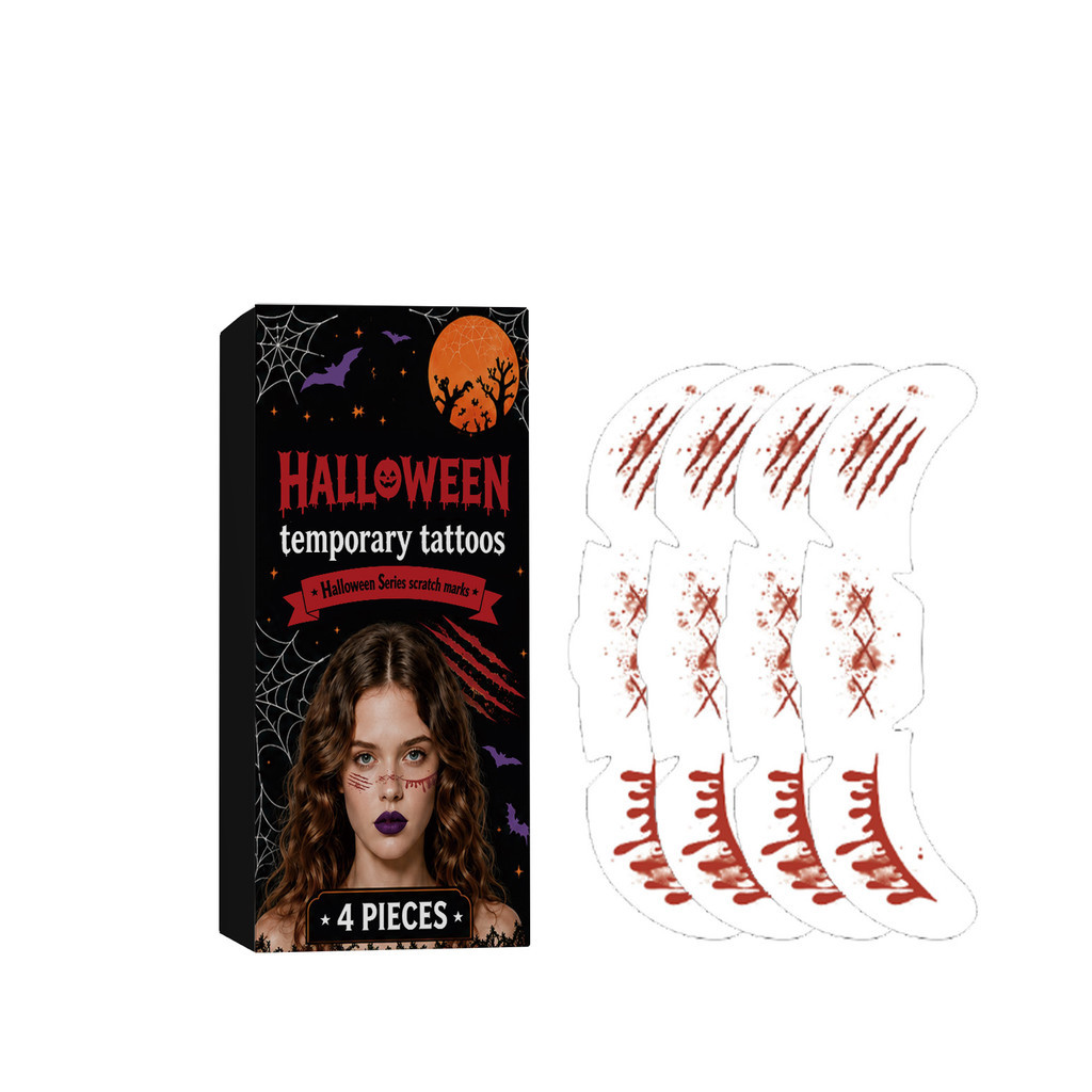 ฮาโลวีน Claw Scratch ชั่วคราว Tattoo สติกเกอร์ที่สมจริงปลอม Wound HD Vibrant สีวัด