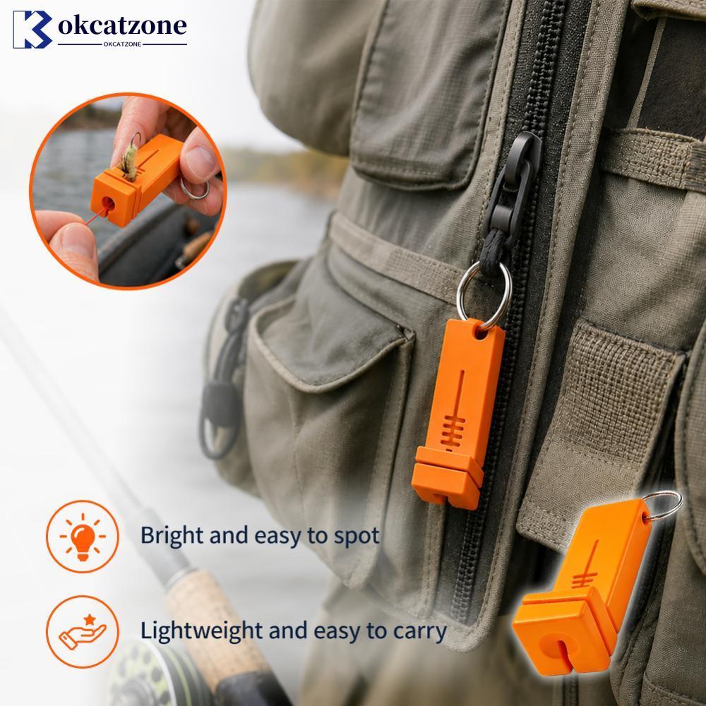 OKCATZONE แม่เหล็ก Fly Hook Threader 4-Slot Precision Threading เครื่องมือกลางแจ้ง Ice Fishing Hook 