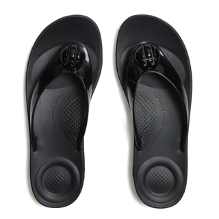 FITFLOP IQUSHION GLOSSY-BUTTON FF รองเท้าแตะผู้หญิง รุ่น A6O-001 สี BLACK