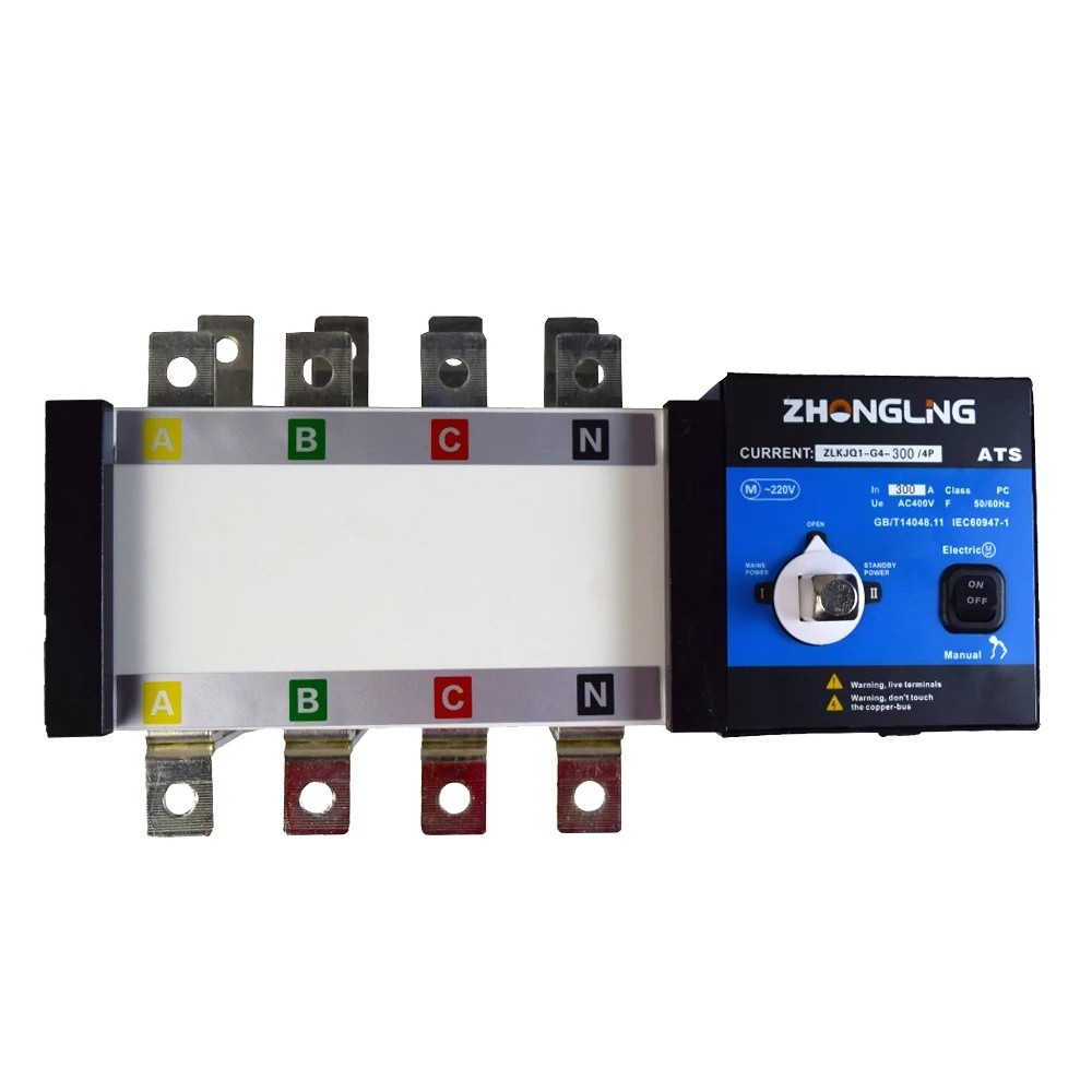 PST7 ใหม่ZHONGLING เครื่องกําเนิดไฟฟ้า ATS สวิตช์โอนอัตโนมัติ 4P 630A สําหรับดีเซล Genset 4 เสา 3 เฟ