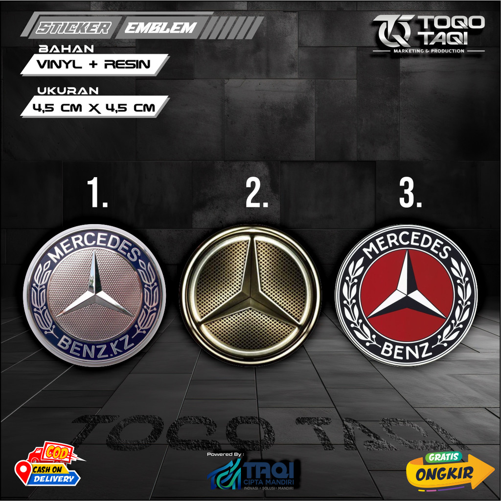ROUND MERCEDES BENZ โลโก้รถ EMBLEM RESIN RAISED สติ๊กเกอร์ TOQO TAQI สติ๊กเกอร์