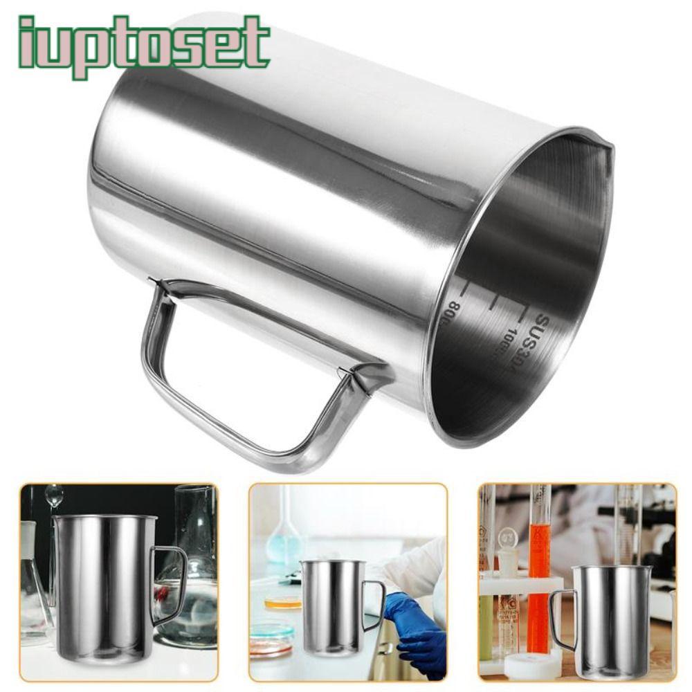 IUPTOSET ห้องปฏิบัติการบีกเกอร์, ถ้วยตวงสแตนเลสความจุขนาดใหญ่, การสําเร็จการศึกษาขนาด 1000 มล. 500 มล. เหยือกตีฟองนมอุปกรณ์เพื่อการศึกษา