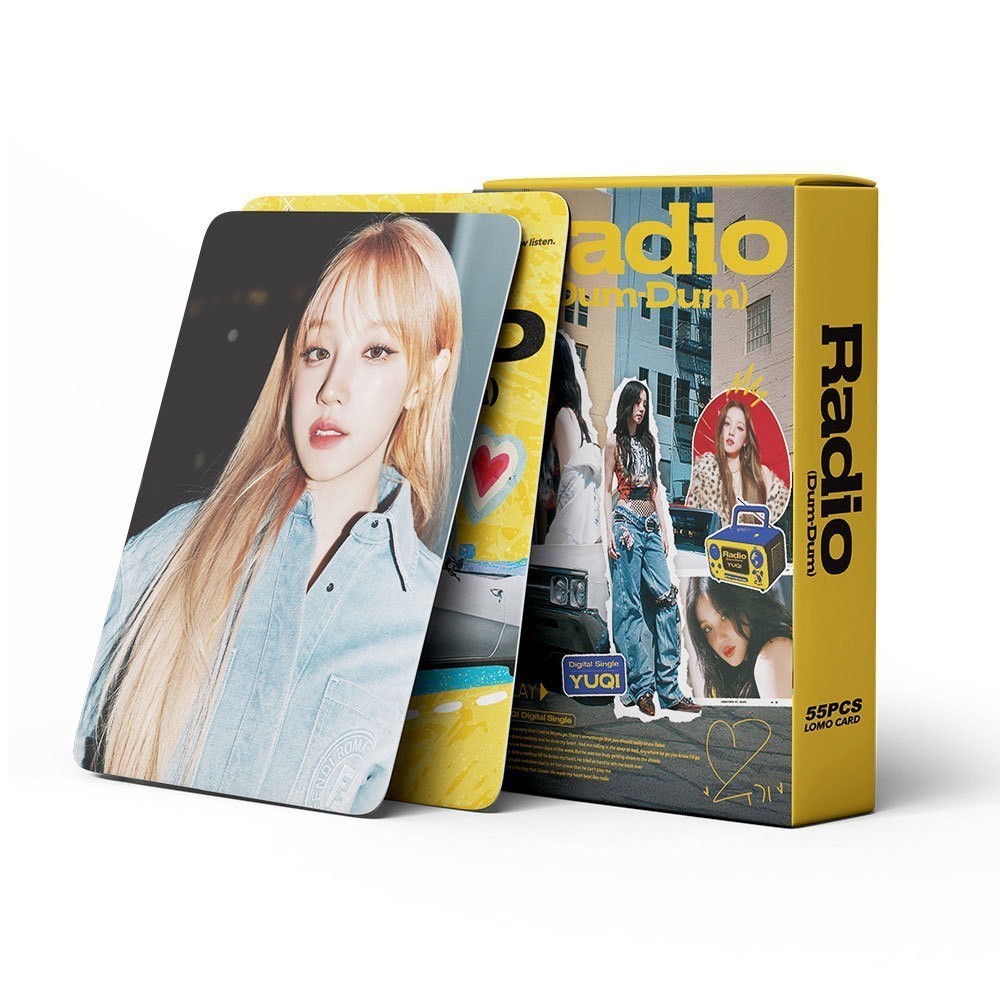 55 ชิ้นYUQI วิทยุการ์ดเดี่ยวเพลง Yuqi Star KPOP Merchantings การ์ด LOMO