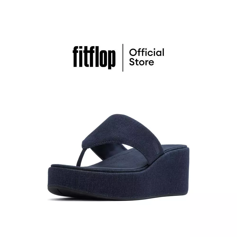 FITFLOP PLATFFORMS DENIM WEDGE T/P รองเท้าแตะแบบหูหนีบผู้หญิง รุ่น A5H-D71 สี DARK DENIM