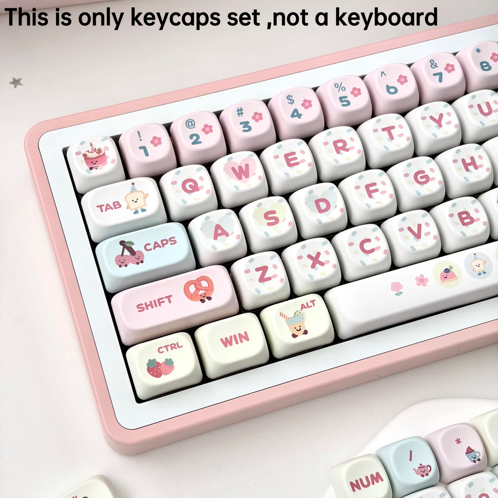 Keycap MOA MDA Polka Dot เค้กขนมปังธีมน่ารัก Keycap ปรับให้เข้ากับสวิตช์ข้ามคีย์บอร์ด AULA MCHOSE