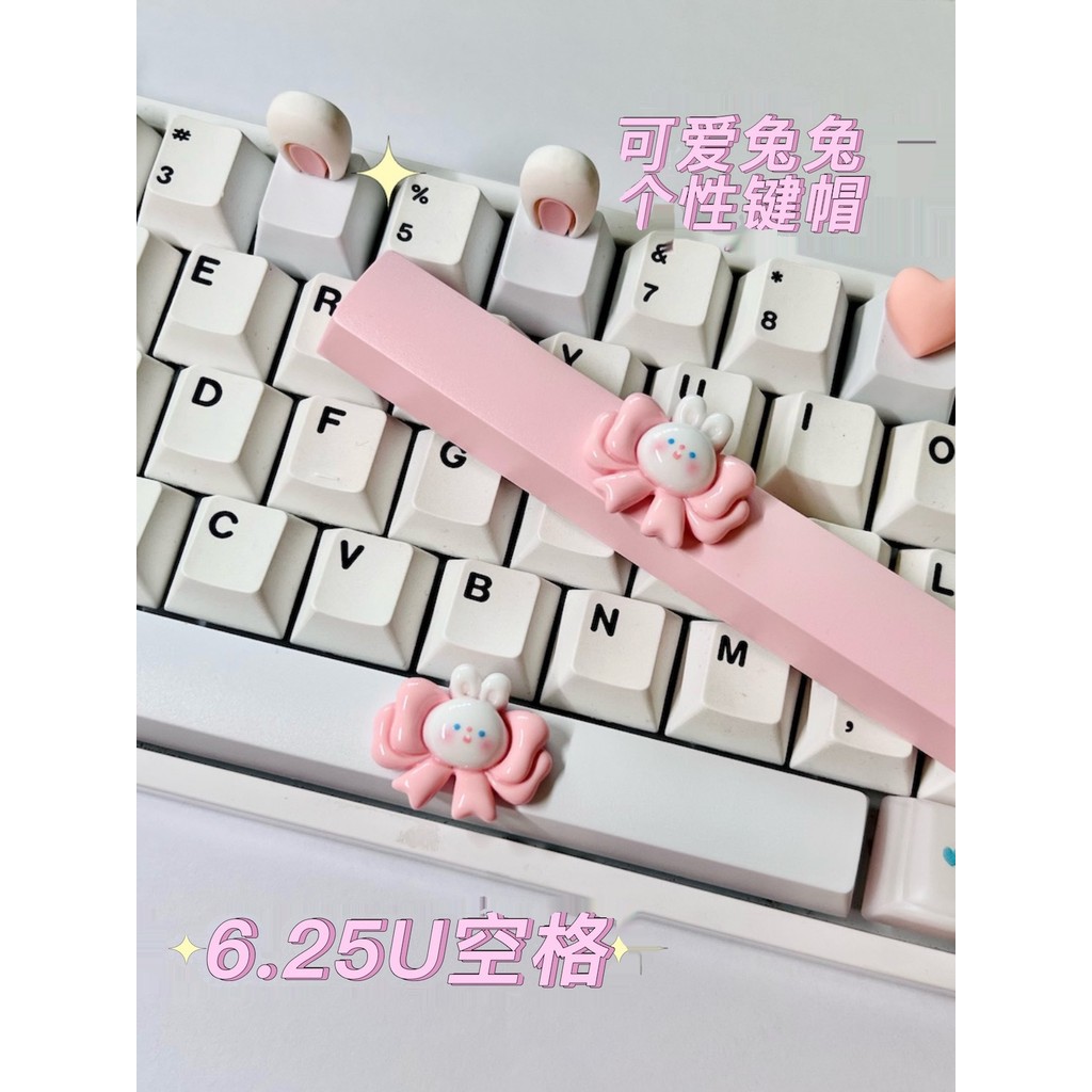 6.25 u Space Keycap Cross Axis Mechanical Keyboard oem ความสูง Bow Bunny ปุ่มกดที่ไม่ซ้ําใคร
