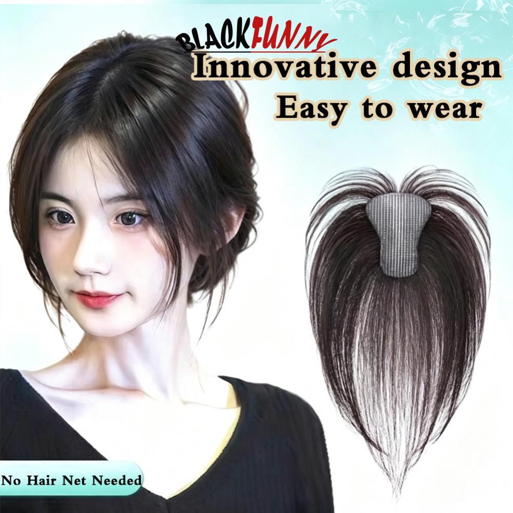 BLACKFUNNY น้ําหนักเบา Breathable ไม่จําเป็นต้องกิ๊บติดผมวิกผมชิ้นหน้าผากธรรมชาติ Bangs Hair Gaps เต