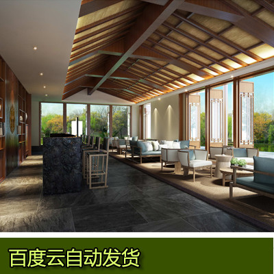 Lijiang สไตล์จีน Resort Hotel Club Academy Tea Room Building ในร่มเพดาน Sketch Master SU รุ่น