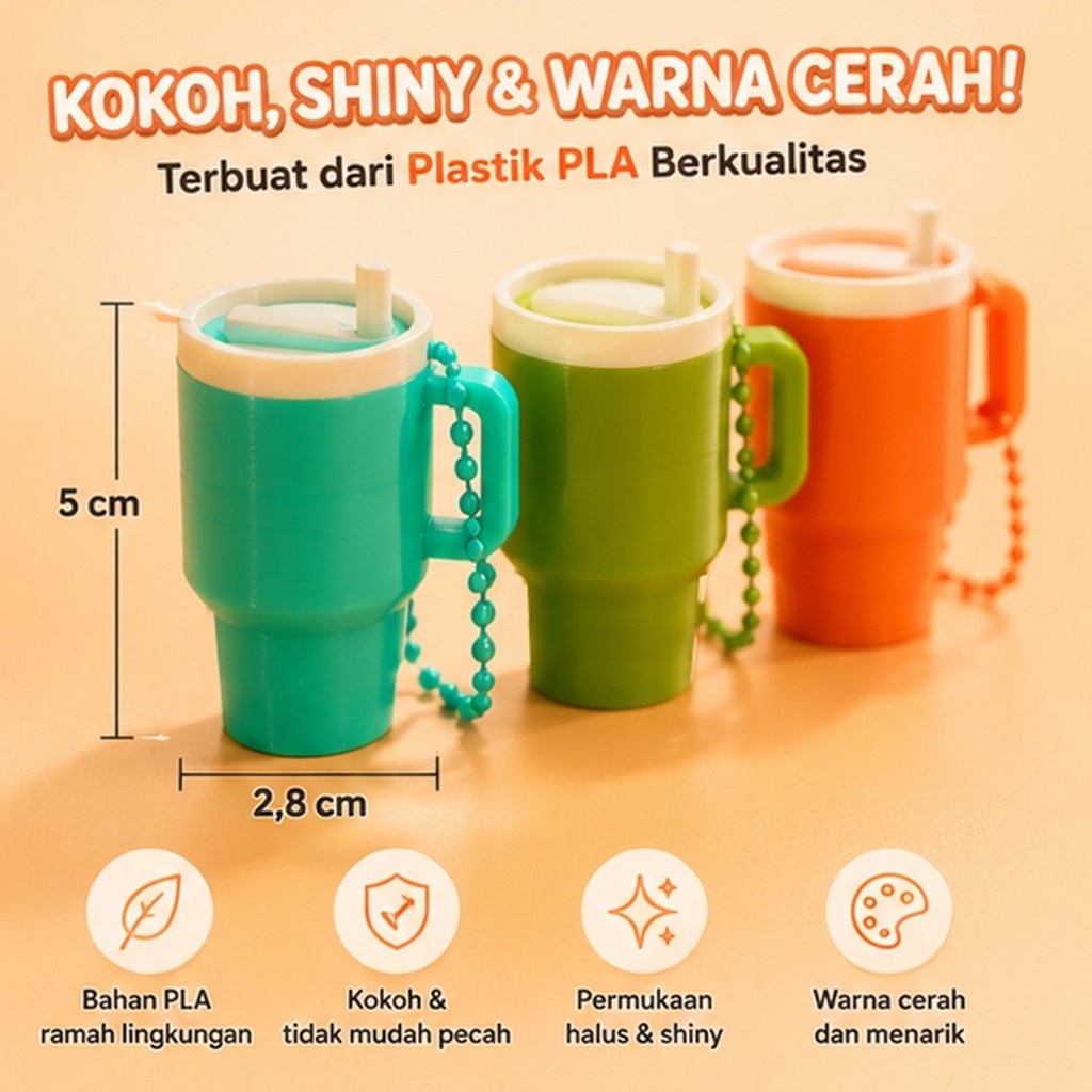 GANTUNGAN [ Stanley Keychain ] พวงกุญแจแก้วน้ํา Fidget Clicker Stanley Clicker Present!