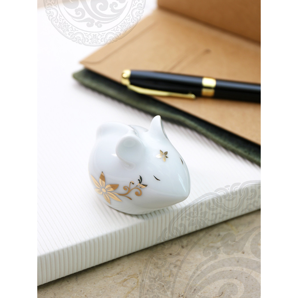 Jixiang Collection Original Zodiac Mouse ของขวัญเครื่องประดับเซรามิคปาล์มน่ารักประติมากรรม Art Home 