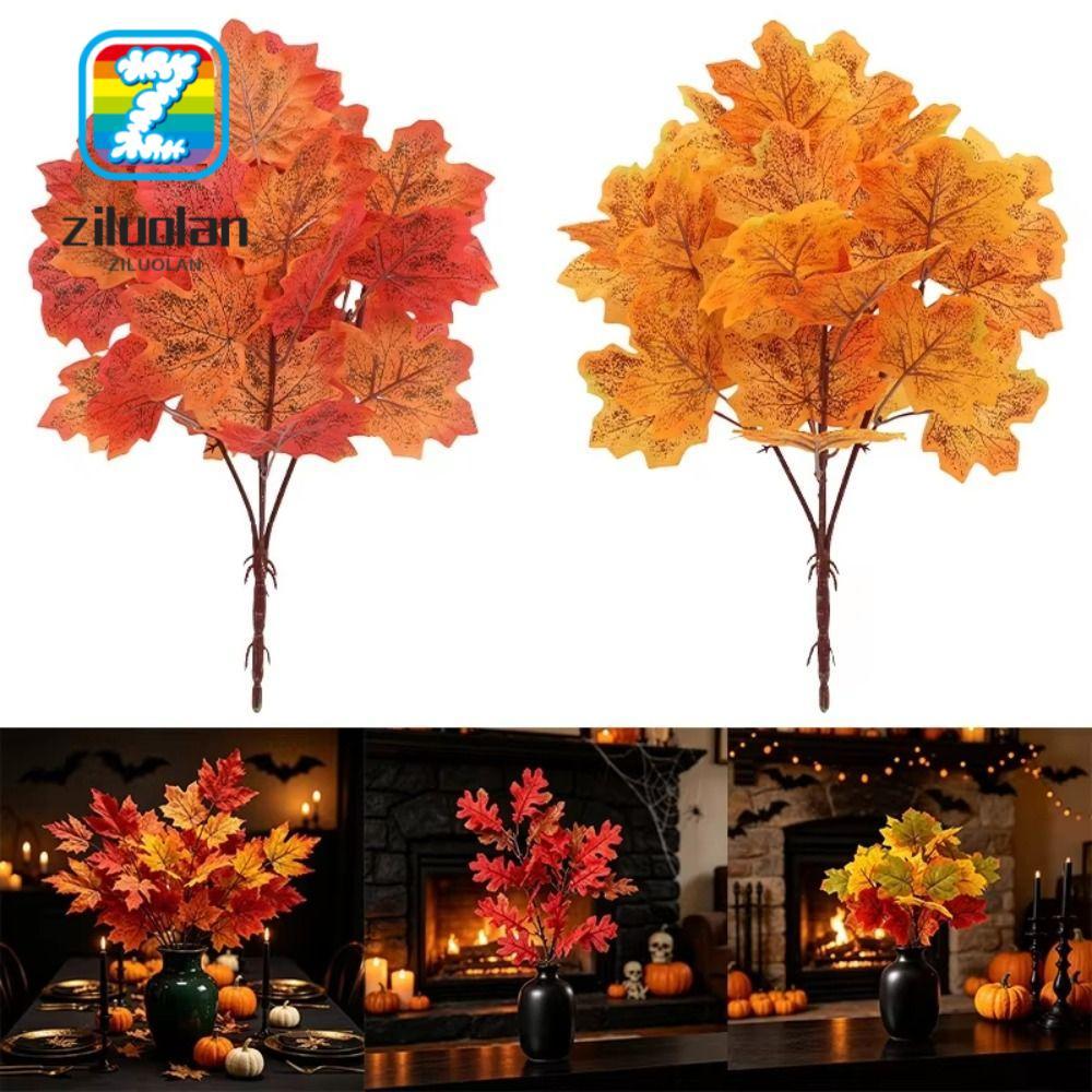 ZILUOLAN 2PCS ประดิษฐ์ Maple Leaf, ผ้า Maple Leaf Shape ฤดูใบไม้ร่วง Fallen Decor, เหมือนจริง Fallen