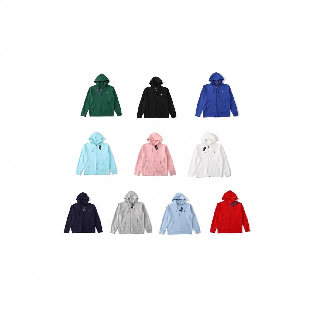 OO3I RL สีทึบปักโลโก้ซิปเสื้อกันหนาวมีฮู้ดแจ็คเก็ตสไตล์พื้นฐานผู้ชายผู้หญิงเดียวกัน