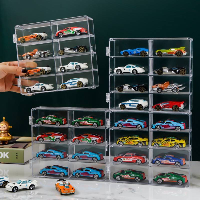 [VI] 1:64 Scale Car Model Storage Box 8 Slot Clear Display Shelf Toy Car Dust Storage Container For 