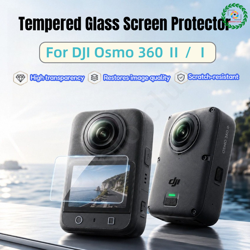 ตัวป้องกันหน้าจอกระจกนิรภัย 9H สําหรับ DJI Osmo 360 II‌ ฟิล์มป้องกันรอยขีดข่วนแบบใส HD สําหรับอุปกรณ์เสริมสําหรับกล้อง DJI Osmo 360 2