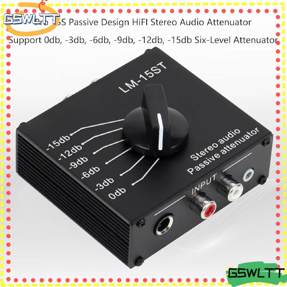 GSWLTT Passive เสียงสเตอริโอ Attenuator, 6 โหมดสลับ 15db ถึง 0db 3.5 มม.6.35 มม.และสําหรับอินเทอร์เฟ