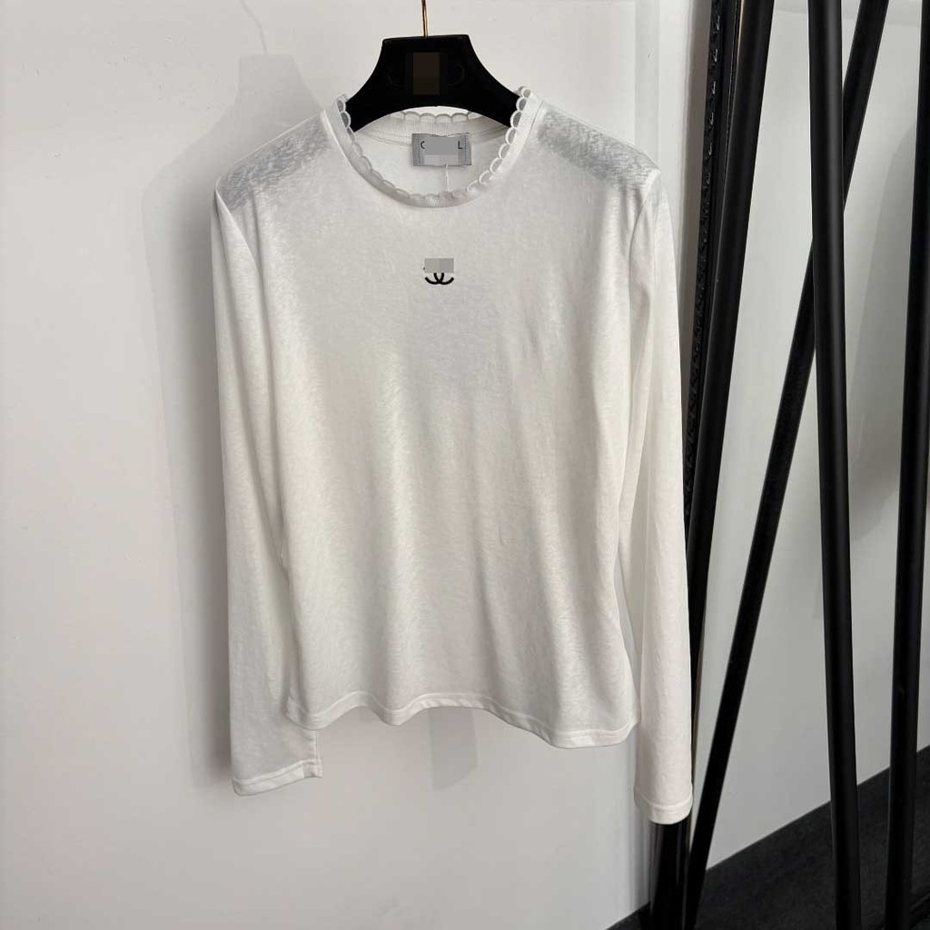 MTEJ C Embroidered ruffle long sleeves T Shirt Base Layer Shirt