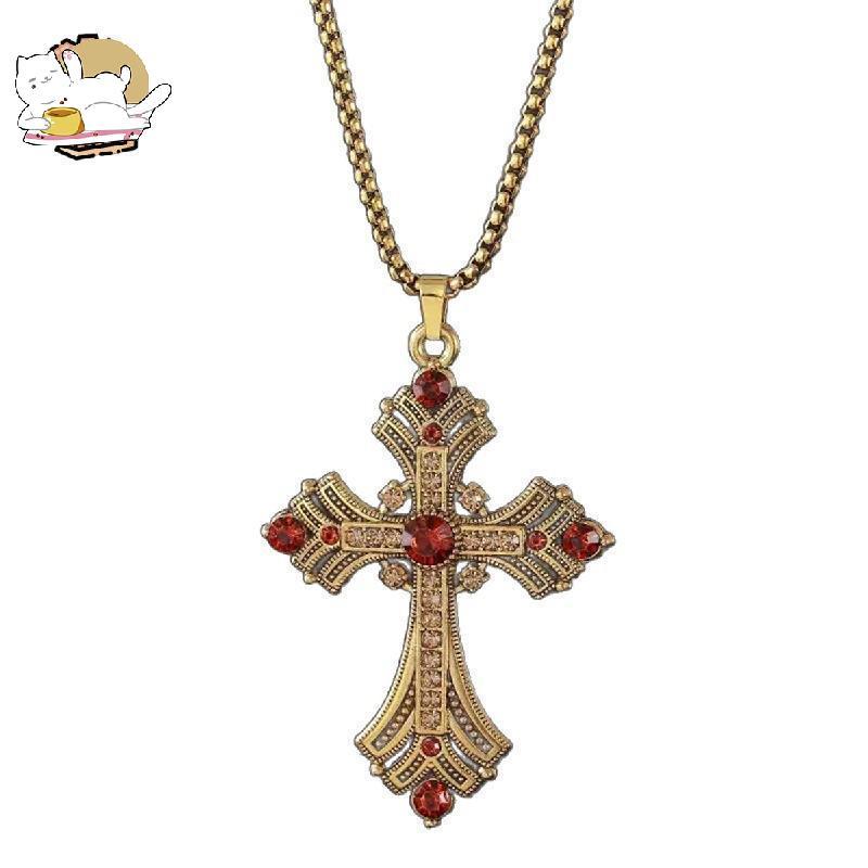โลหะผสม Cross จี้ยาวเสื้อกันหนาวสร้อยคอผู้หญิง,ปรับ 59.5*5 ซม.Y2K Punk Gothic Statement Chain, Grung