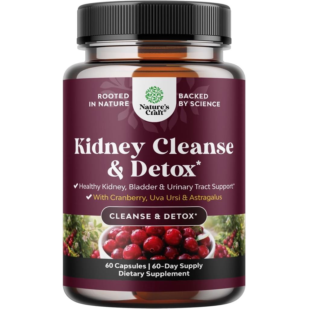 Premium Kidney Cleansing Support-Cranberry Extract Capsules-60 แคปซูล
