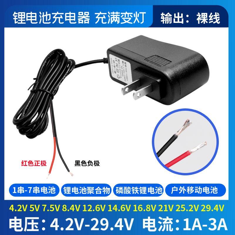 ลวดเปลือย 4.2V5V7.5V8.4V9V12.6V16.8v21V25.2V29.4V1A2A เครื่องชาร์จแบตเตอรี่ลิเธียม